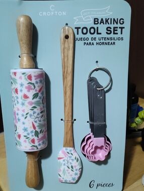 Crofton Floral Pink Baking Tool Set - 6 Piece
